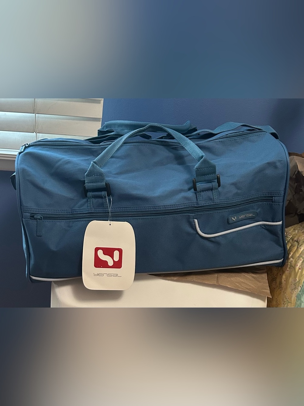 NWT Yensal Blue Duffel Travel Bag Weekender Overnight Carry-on